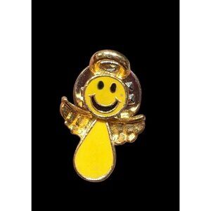 Vintage OSC Smiling Yellow Guardian Angel Lapel Pin